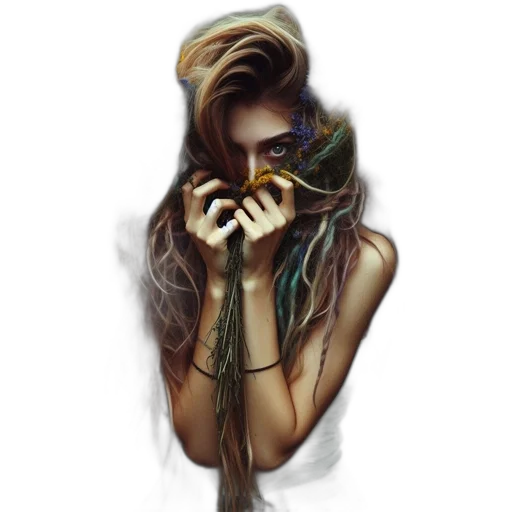 mask, jewelry, hair, dress transparent PNG cut-out