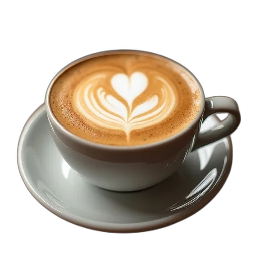 food, photorealistic, 3d render, latte transparent PNG cut-out
