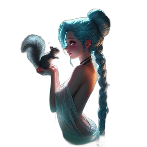hair, creature, staff, dragon transparent PNG cut-out