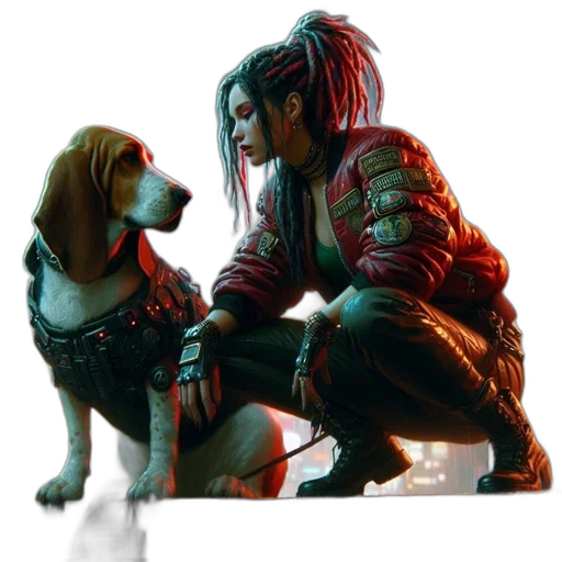 jacket, animal, concept art, cyberpunk transparent PNG cut-out