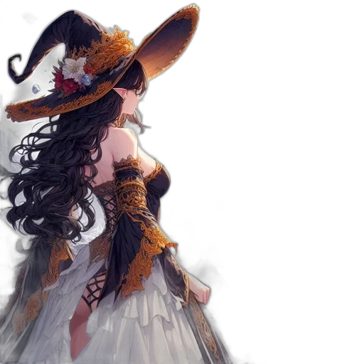 dress, hat, crown, staff transparent PNG cut-out