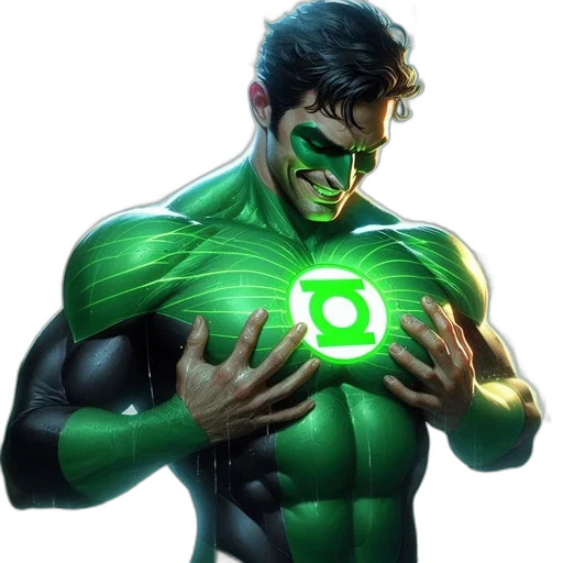 comic book art, concept art, green, superhero transparent PNG cut-out
