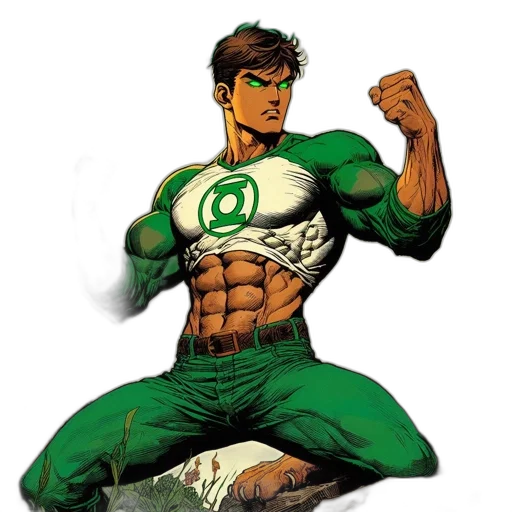 comic book art, concept art, green, muscular transparent PNG cut-out