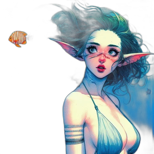 creature, fantasy art, concept art, watercolor transparent PNG cut-out