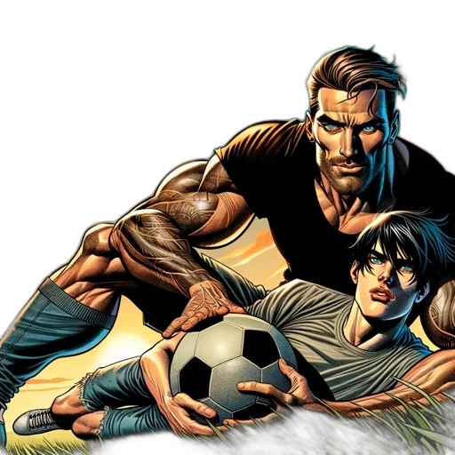comic book art, concept art, photorealistic, two transparent PNG cut-out