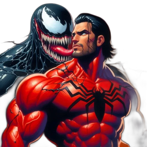 comic book art, concept art, red, venom transparent PNG cut-out