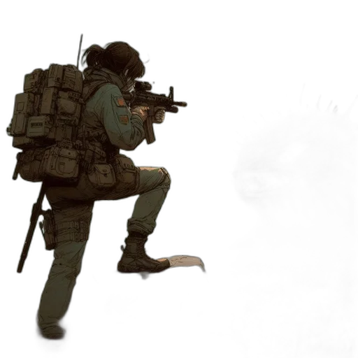 weapon, robot, staff, jacket transparent PNG cut-out