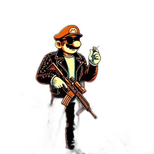 weapon, jacket, robot, staff transparent PNG cut-out