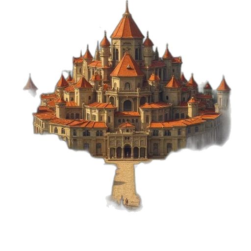 crown, building, tree, staff transparent PNG cut-out