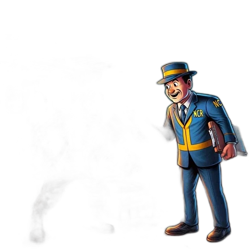 staff, hat, jacket, weapon transparent PNG cut-out
