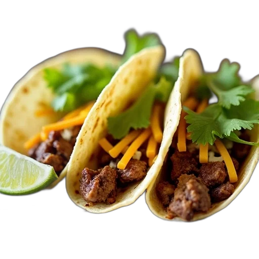 food, photorealistic, plate, tacos transparent PNG cut-out
