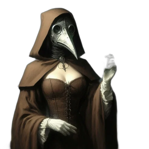 dress, mask, staff, creature transparent PNG cut-out