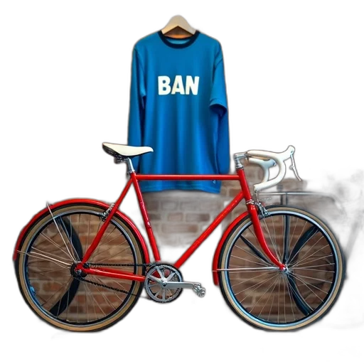 concept art, vintage, red, bicycle transparent PNG cut-out