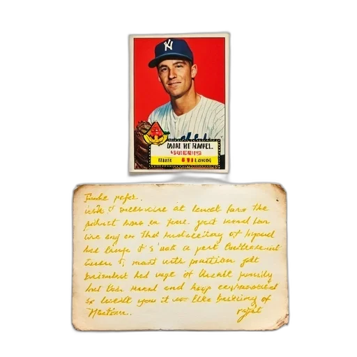 vintage, baseball, card, displayed transparent PNG cut-out