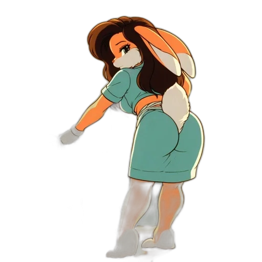 dress, robot, staff, hair transparent PNG cut-out