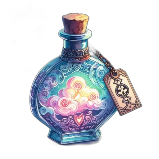 bottle, jewelry, watercolor, fantasy art transparent PNG cut-out