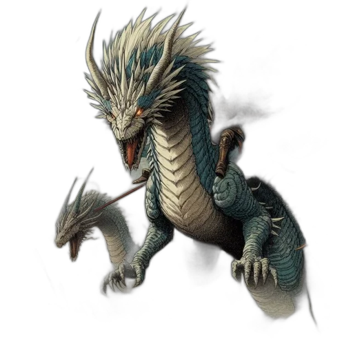 dragon, creature, animal, staff transparent PNG cut-out