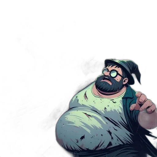 creature, staff, hat, face transparent PNG cut-out