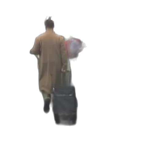 jacket, staff, robot, creature transparent PNG cut-out