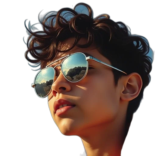face, hair, jacket, jewelry transparent PNG cut-out