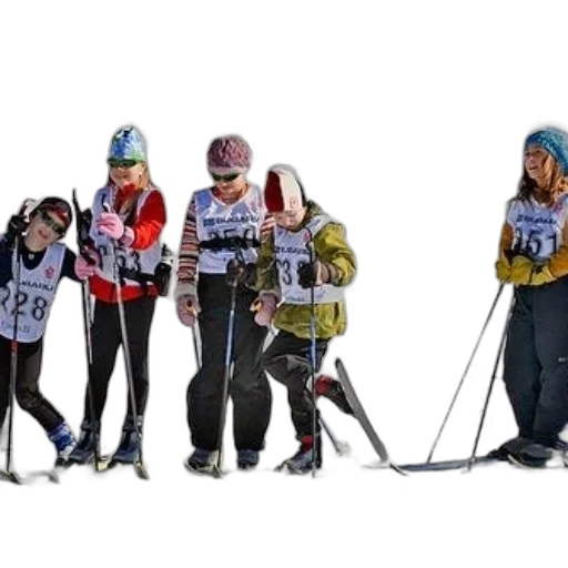 staff, group, young, skiers transparent PNG cut-out