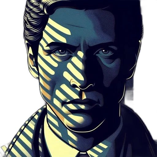 face, jacket, mask, comic book art transparent PNG cut-out