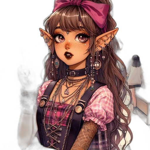 dress, staff, face, fantasy art transparent PNG cut-out