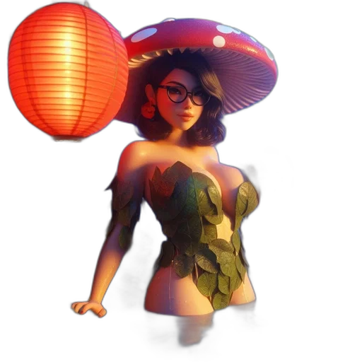 dress, hat, umbrella, staff transparent PNG cut-out