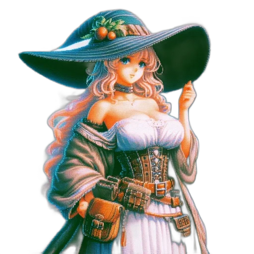 hat, staff, dress, weapon transparent PNG cut-out