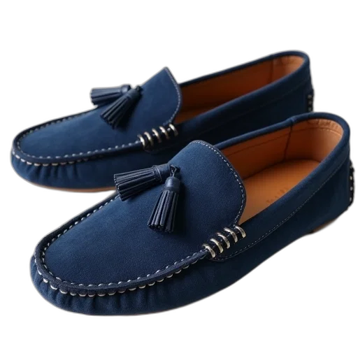 shoes, blue, dark, loafer transparent PNG cut-out