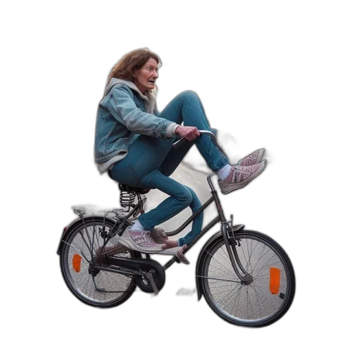 woman, rides, ordinary, bicycle transparent PNG cut-out
