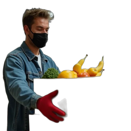 food, mask, jacket, staff transparent PNG cut-out