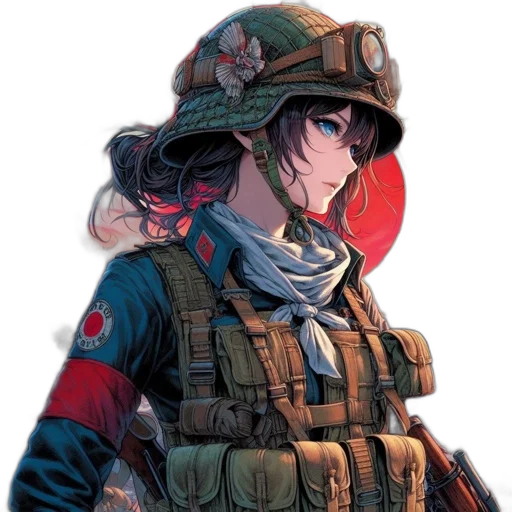 jacket, weapon, face, hat transparent PNG cut-out
