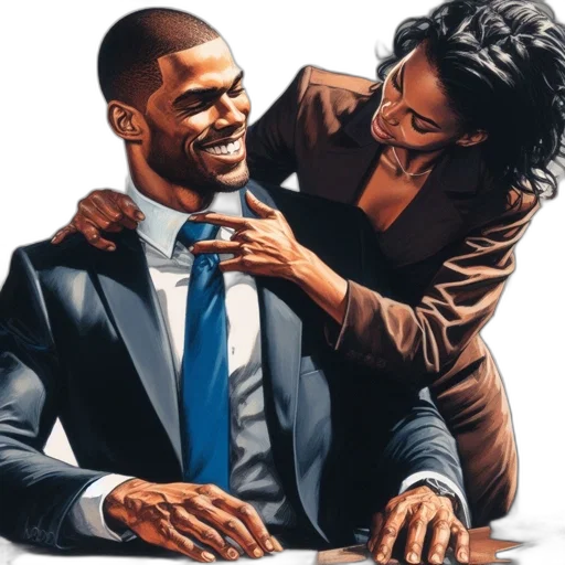 office, setting, businessman, smiles transparent PNG cut-out
