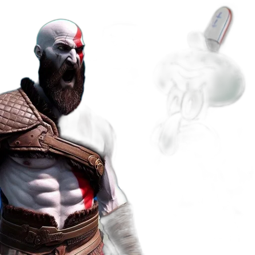 mask, sword, staff, creature transparent PNG cut-out