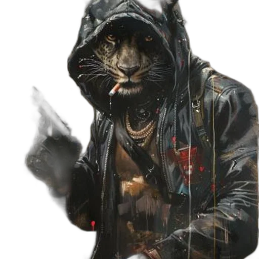 jacket, staff, weapon, animal transparent PNG cut-out