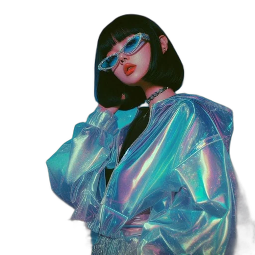 jacket, dress, vaporwave, cyberpunk transparent PNG cut-out