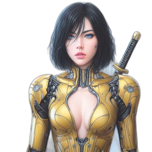 robot, weapon, dress, comic book art transparent PNG cut-out