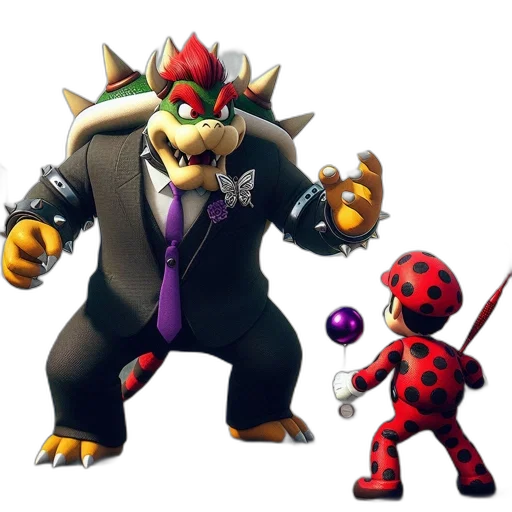 concept art, 3d render, red, bowser transparent PNG cut-out