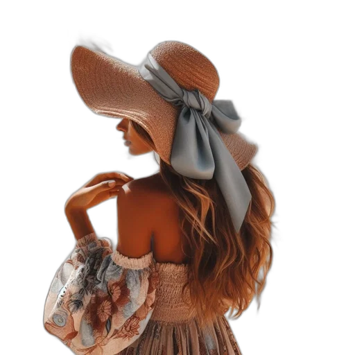 hat, dress, jewelry, photorealistic transparent PNG cut-out