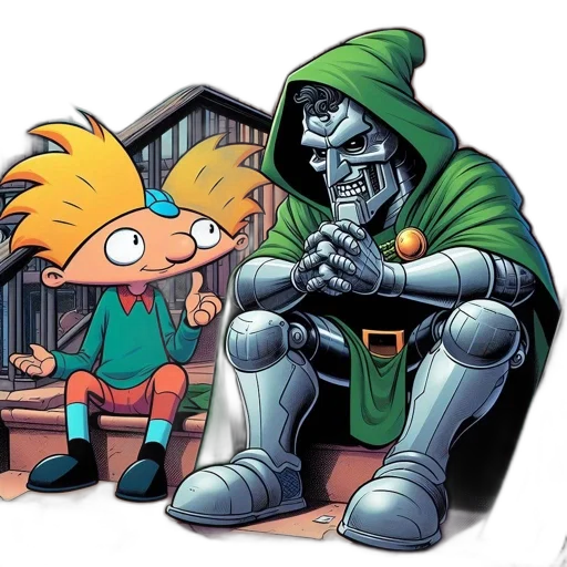 robot, mask, weapon, comic book art transparent PNG cut-out