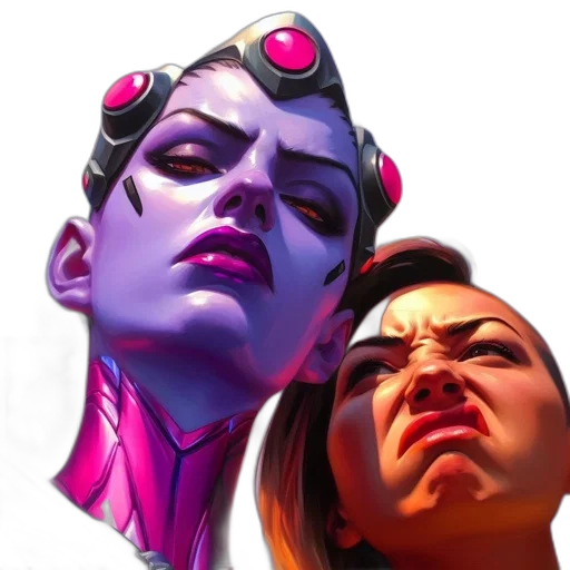 face, concept art, cyberpunk, comic book art transparent PNG cut-out