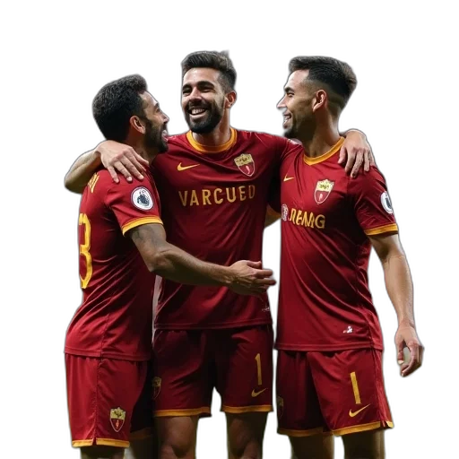 roma, players, celebrate, after transparent PNG cut-out
