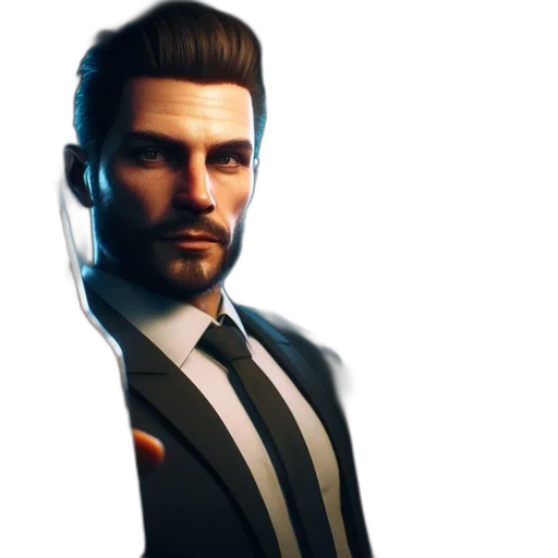 face, jacket, staff, weapon transparent PNG cut-out
