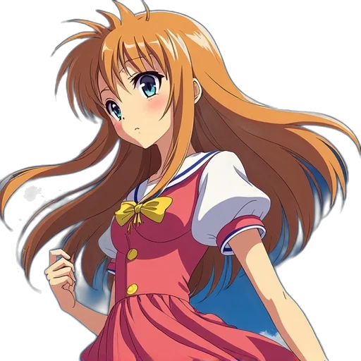 dress, staff, anime, cartoon transparent PNG cut-out