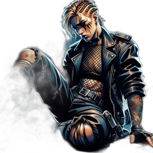 jacket, cyberpunk, comic book art, concept art transparent PNG cut-out