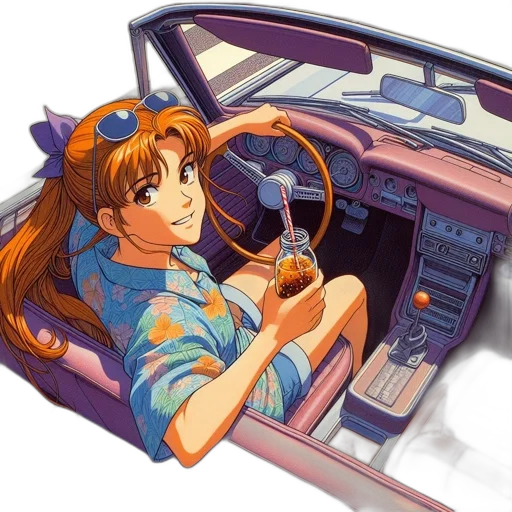 car, robot, vaporwave, anime transparent PNG cut-out