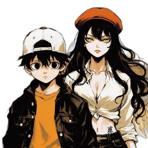 hat, jacket, anime, comic book art transparent PNG cut-out