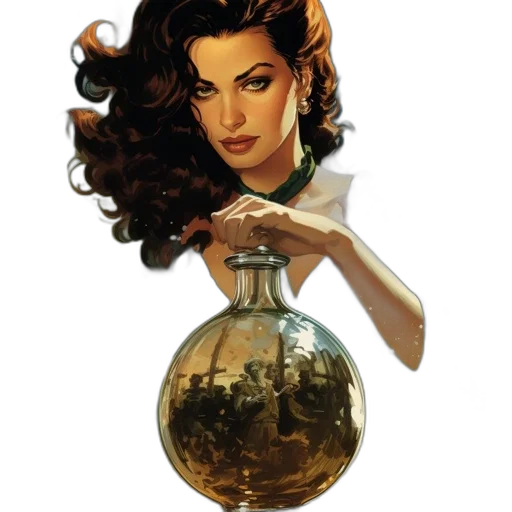 jewelry, bottle, hair, dress transparent PNG cut-out