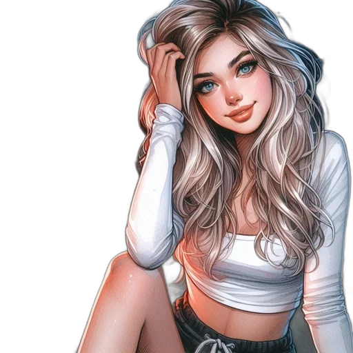 face, hair, dress, comic book art transparent PNG cut-out